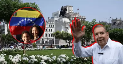 Venezolanos escucharn discurso de Edmundo Gonzlez en plaza San Martn.