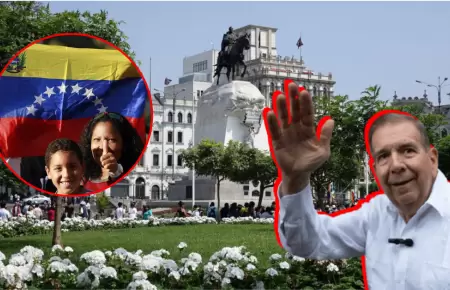 Venezolanos escucharn discurso de Edmundo Gonzlez en plaza San Martn.