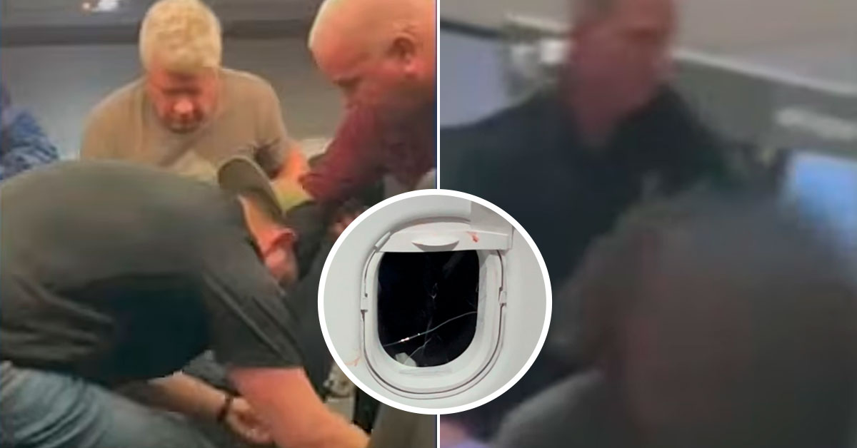 ¡Pánico en avión! Hombre intentó romper la ventana de un avión: Pasajeros lo detuvieron y ataron