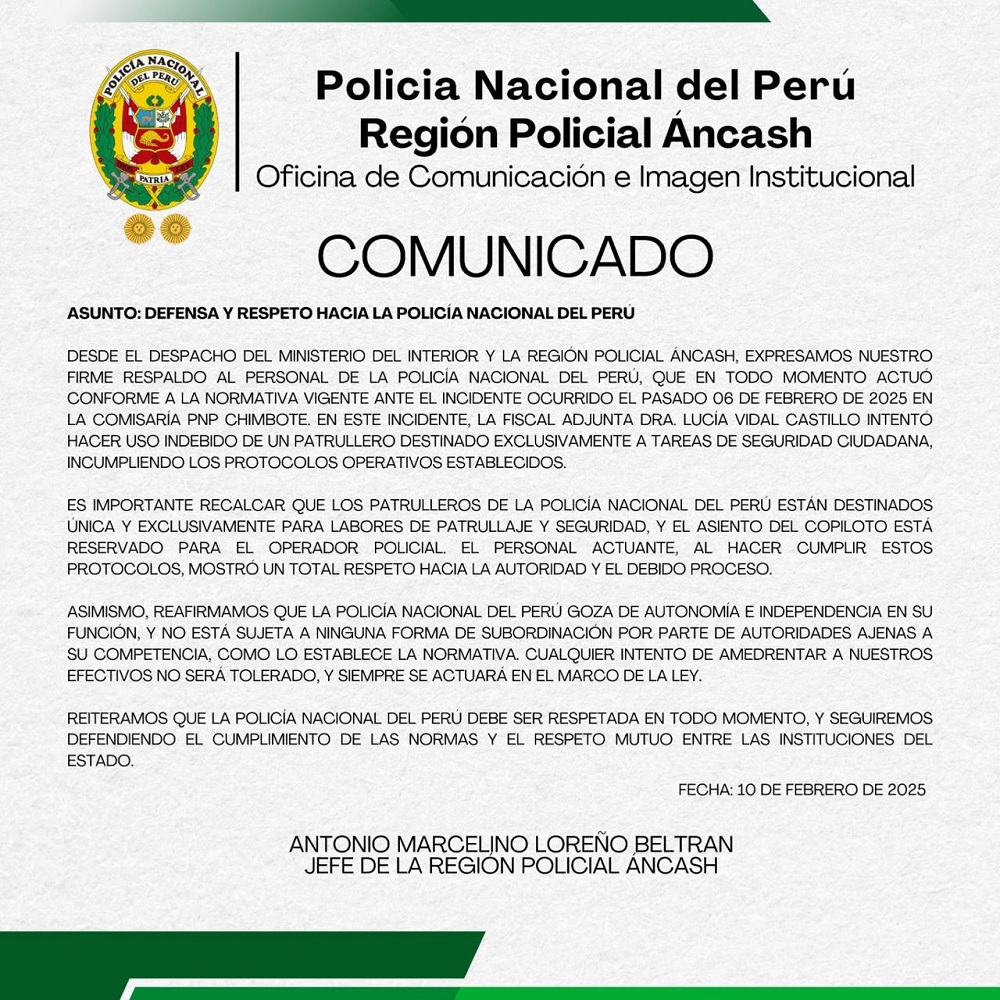 Comunicado PNP ncash