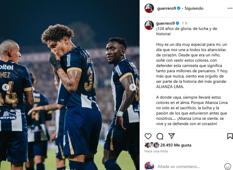 Paolo Guerrero y su emotivo mensaje a Alianza Lima.