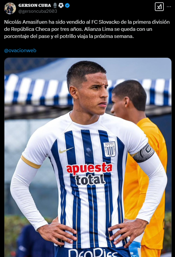 Alianza Lima vende a Nicols Amasifuen a club campen de Europa