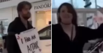 Mujer hace que su esposo admita su infidelidad con un cartel