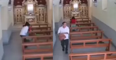 Falso devoto le roba cartera a seora que oraba en iglesia.