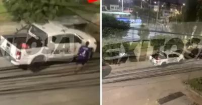 Policas van en patrullero a jugar pelota