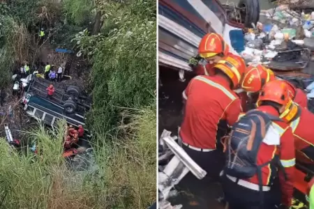 Ms de 40 fallecidos tras cada de bus a abismo en Guatemala.