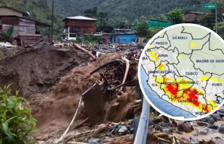 Senamhi activa alerta roja por lluvias y huaicos.