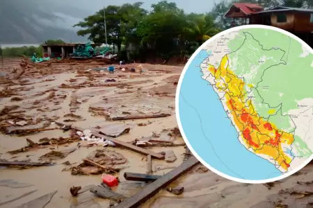 Alerta roja ante posibles huaicos.