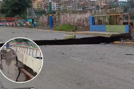 Puente colapsa en Arequipa tras intensas lluvias.