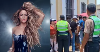 Fans de Shakira hacen cola para concierto.