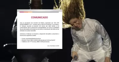 Indecopi advierte sobre cancelacin de concierto de Shakira