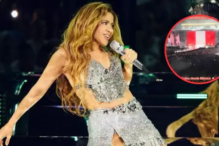 Shakira confunde bandera de Per durante su concierto.