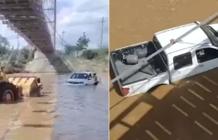 Pasajeros se salvan de morir tras quedar atrapados dentro de camioneta.