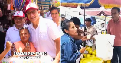 Martn Vizcarra con vendedores ambulantes.