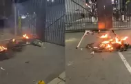 Real Plaza de Trujillo: Ciudadanos prenden fuego en la entrada al centro comercial exigiendo justicia