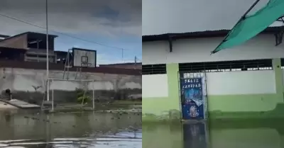 Colegio de Tumbes completamente inundado.