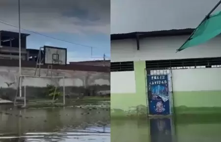 Colegio de Tumbes completamente inundado.