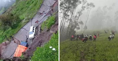 Lluvias destruyen carretera en Cajamarca