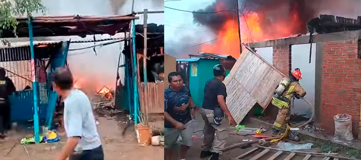 Viviendas de material noble afectados por el incendio en el asentamiento humano Seor de Cachuy.