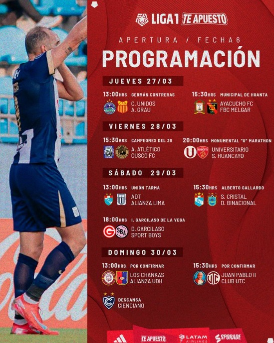 Programacin de la fecha 6 del Torneo Apertura.