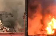 Incendio en Barrios Altos: Este es el preciso instante en que cuarto edificio colapsa por el fuego