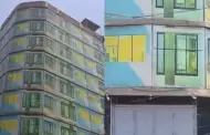 Edificio sin ventanas REALES? Inmueble de 11 pisos sorprende al lucir peculiar forrado de banners en Lima