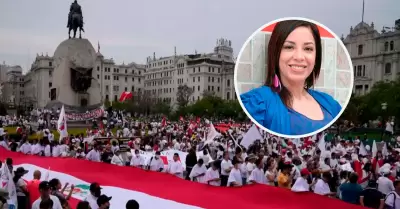 Tatiana Astengo se une a la marcha contra la inseguridad ciudadana.