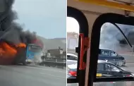 Reportan incendio de bus de transporte pblico en Va Evitamiento: Esto se sabe del siniestro