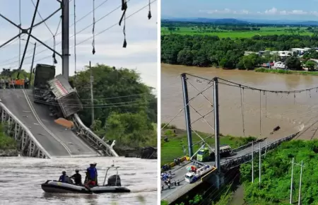 Puente cae y deja 4 muertos