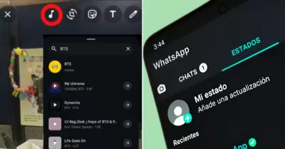 Msica en estados de WhatsApp.