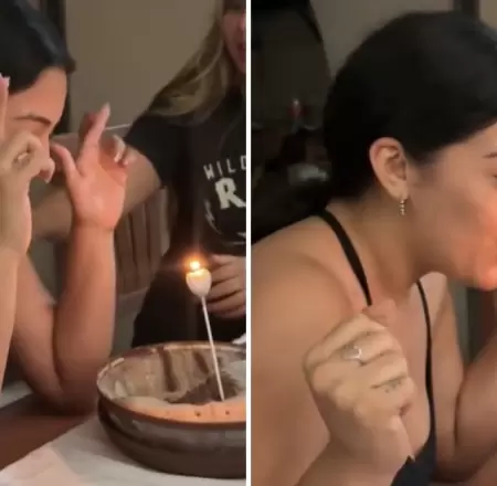 Joven festeja con pastel su salida de un trabajo txico junto a sus amigos
