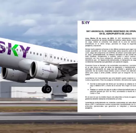 Sky suspende vuelos a Jauja