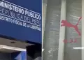 Trujillo: Nueva sede del Ministerio Pblico presenta un sticker extorsivo en su fachada