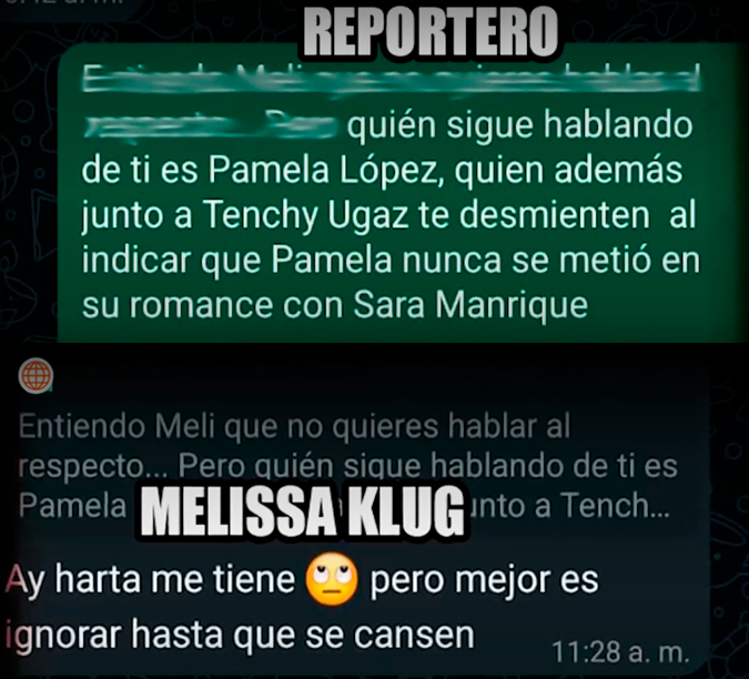 Melissa Klug y su respuesta al ser mencionada por Pamela Lpez en 'Esta Noche'.
