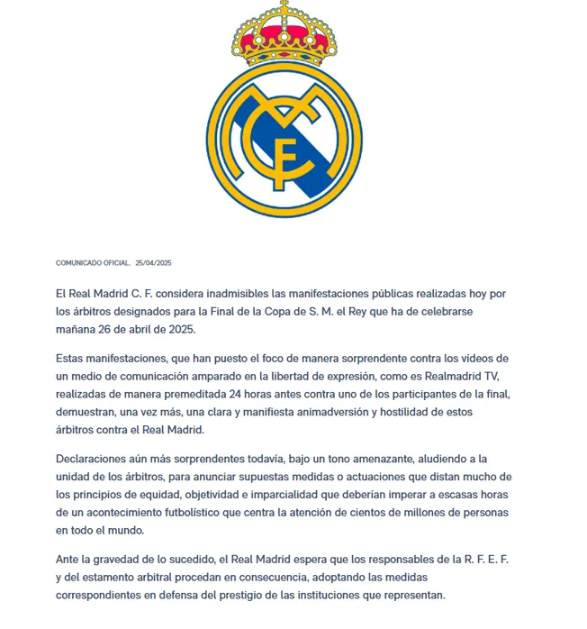 El mximo ganador de la Champions League pide que se cambie rbitro de la final de Copa del Rey.