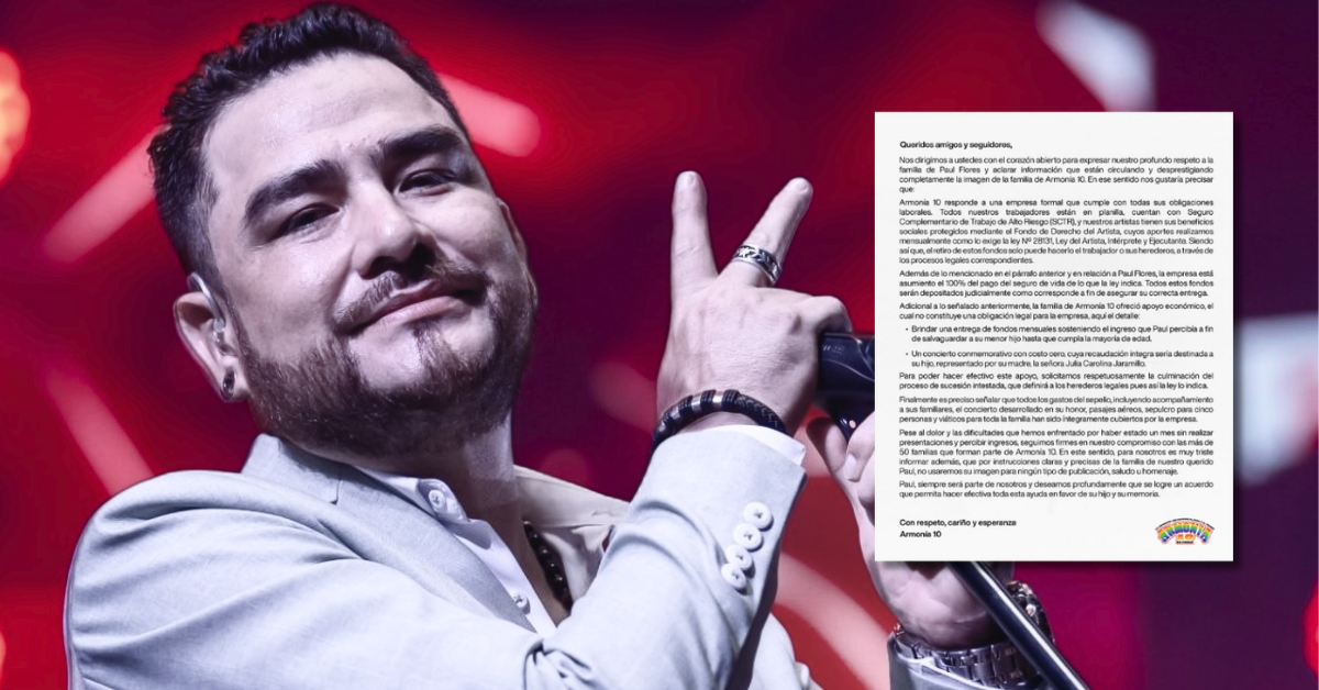 Armonía 10 anuncia que no utilizará la imagen de Paul Flores tras acciones legales de su viuda: "Es muy triste"
