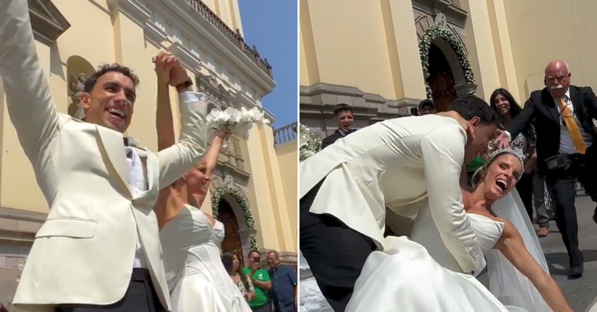 Alejandra Baigorria y Said Palao casi protagonizan ACCIDENTE tras finalizar su boda religiosa