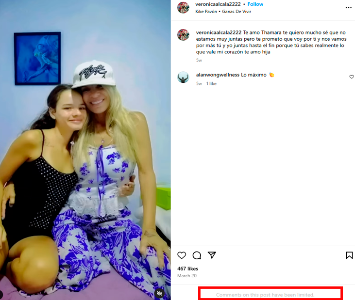 Vernica Alcal limit comentarios tras agresin de su hija Thamara Medina.
