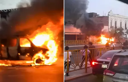 Vehculo se incendia en Av. Alfonso Ugarte.