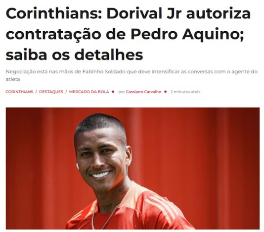 Pedro Aquino podra llegar a Corinthians, indican en Brasil.