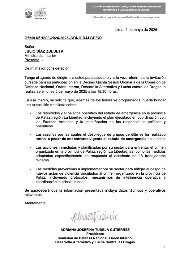 Citan al ministro del Interior al Congreso por asesinato de 13 trabajadores mineros