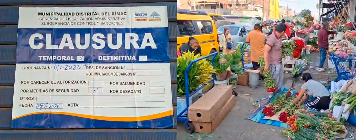 Municipalidad del Rmac clausur temporalmente mercado Uniflor. Comerciantes venden en las calles.