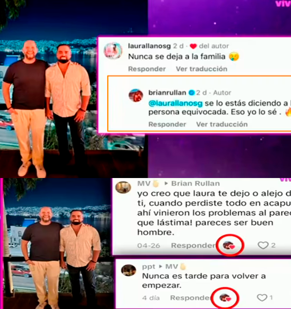 Brian Rullan da like a comentarios contra Laura Spoya.