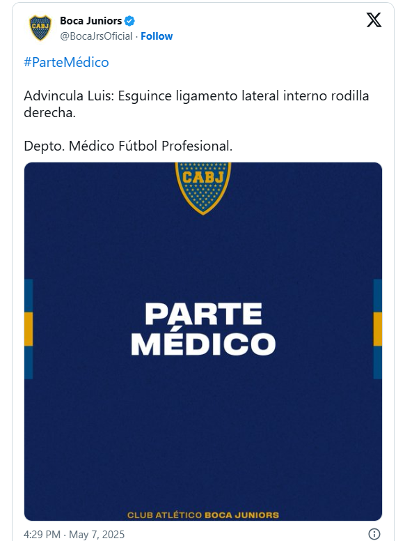 Luis Advíncula lesionado: Se perdería playoffs con Boca Juniors y partido con la selección peruana