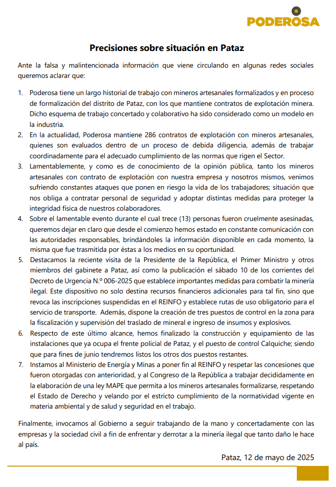 Comunicado de La Poderosa