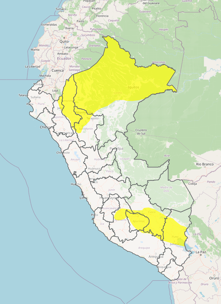 Alerta amarilla ante posibles lluvias intensas.