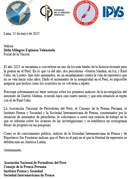 Comunicado conjunto de cuatro asociaciones de prensa