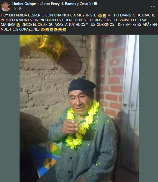Familia de anciano fallecido lamenta su fallecimiento