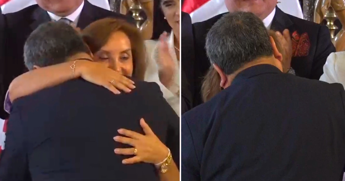 Dina Boluarte y el emotivo abrazo EN VIVO a Gustavo Adrianzén tras tomar juramento al Gabinete Ministerial