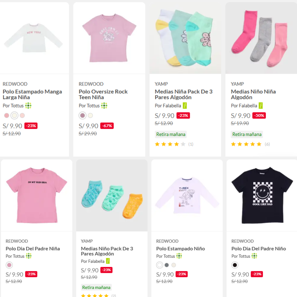 Prendas para nios.